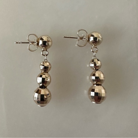 14k Solid Gold Dangle Disco Ball Earrings - Picture 1 of 15